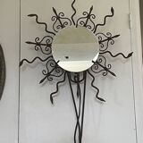 Miroir soleil lumineux en  fer forgé