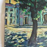 Oil on canvas Architectural landscape in Fauvist style signed Moulet