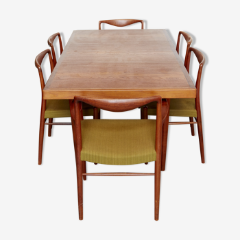 Table de salle à manger par Nanna Ditzel pour Saren Willadsen et chaises conçues par Kai Lyngfeldt-Larsen
