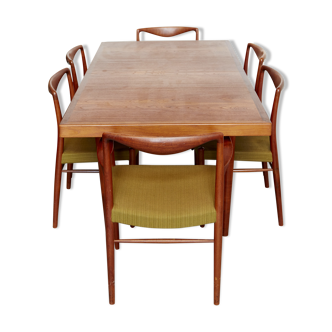 Table de salle à manger par Nanna Ditzel pour Saren Willadsen et chaises conçues par Kai Lyngfeldt-Larsen