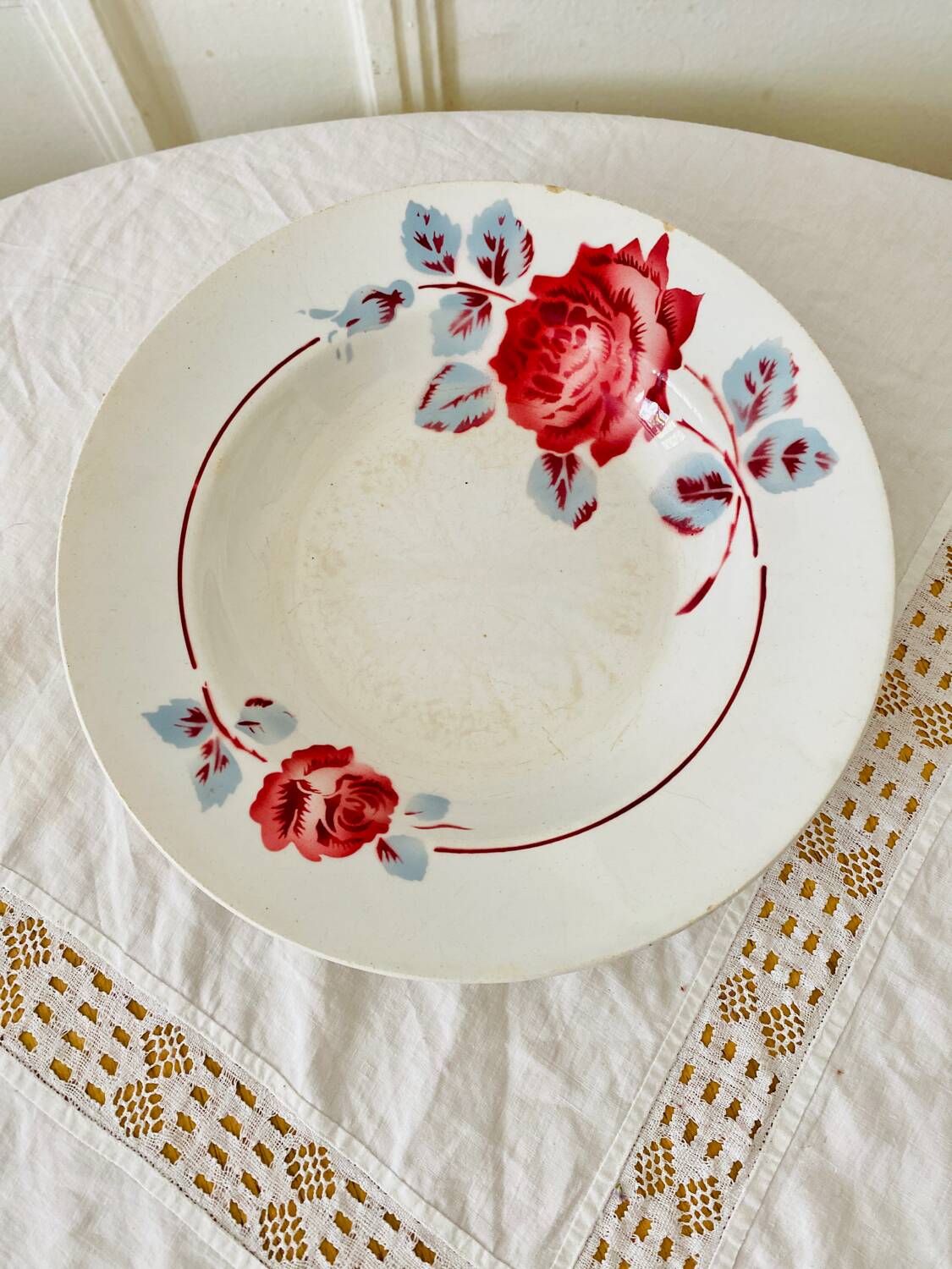 Lot Assiettes Creuses Badonviller Francine – Faïence Crème & Décor Floral