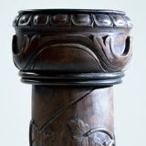 Handcarved wooden pedestal column with grapevine motiv, France 1950s