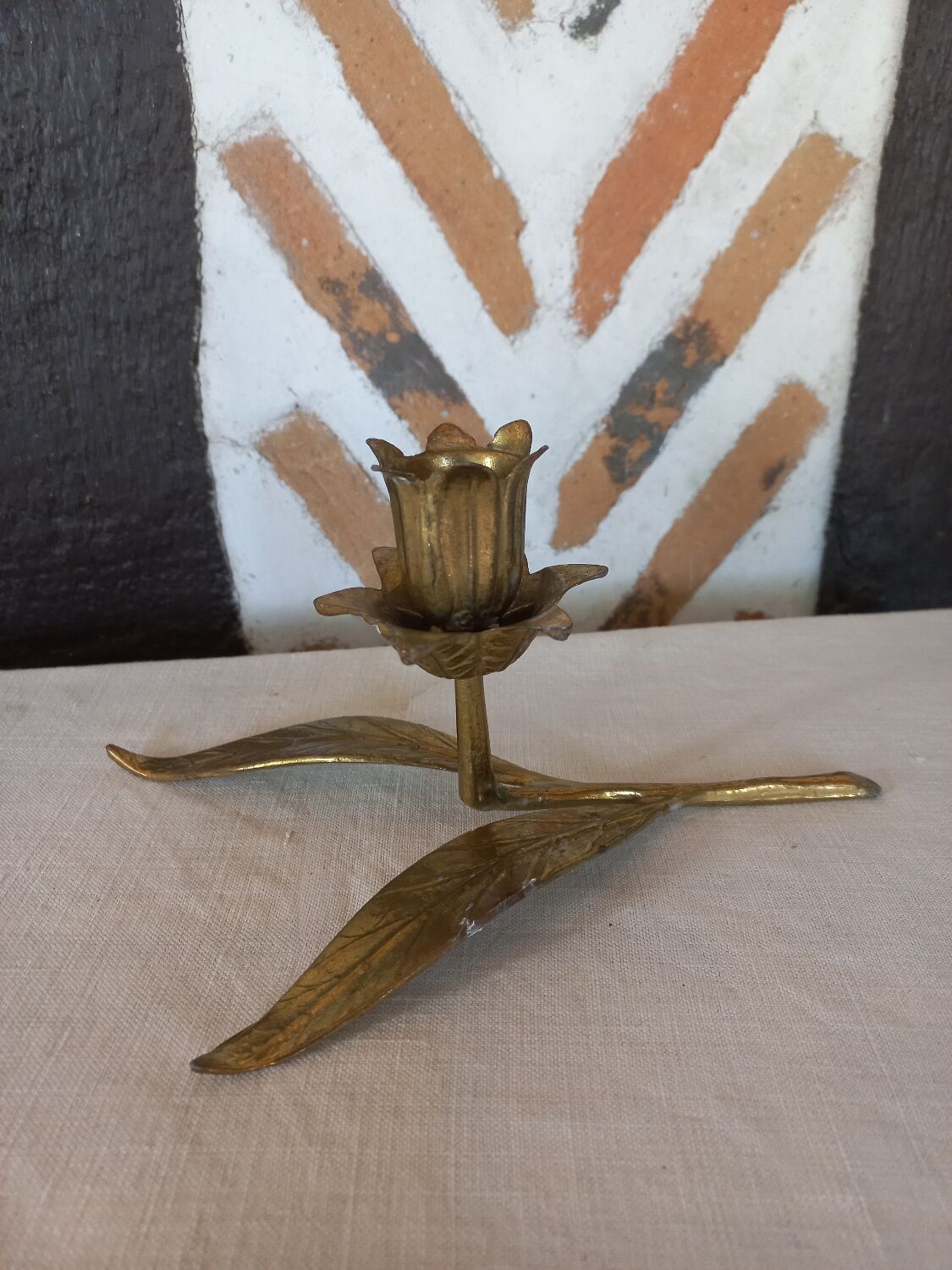 Candlestick candlestick brass flower
