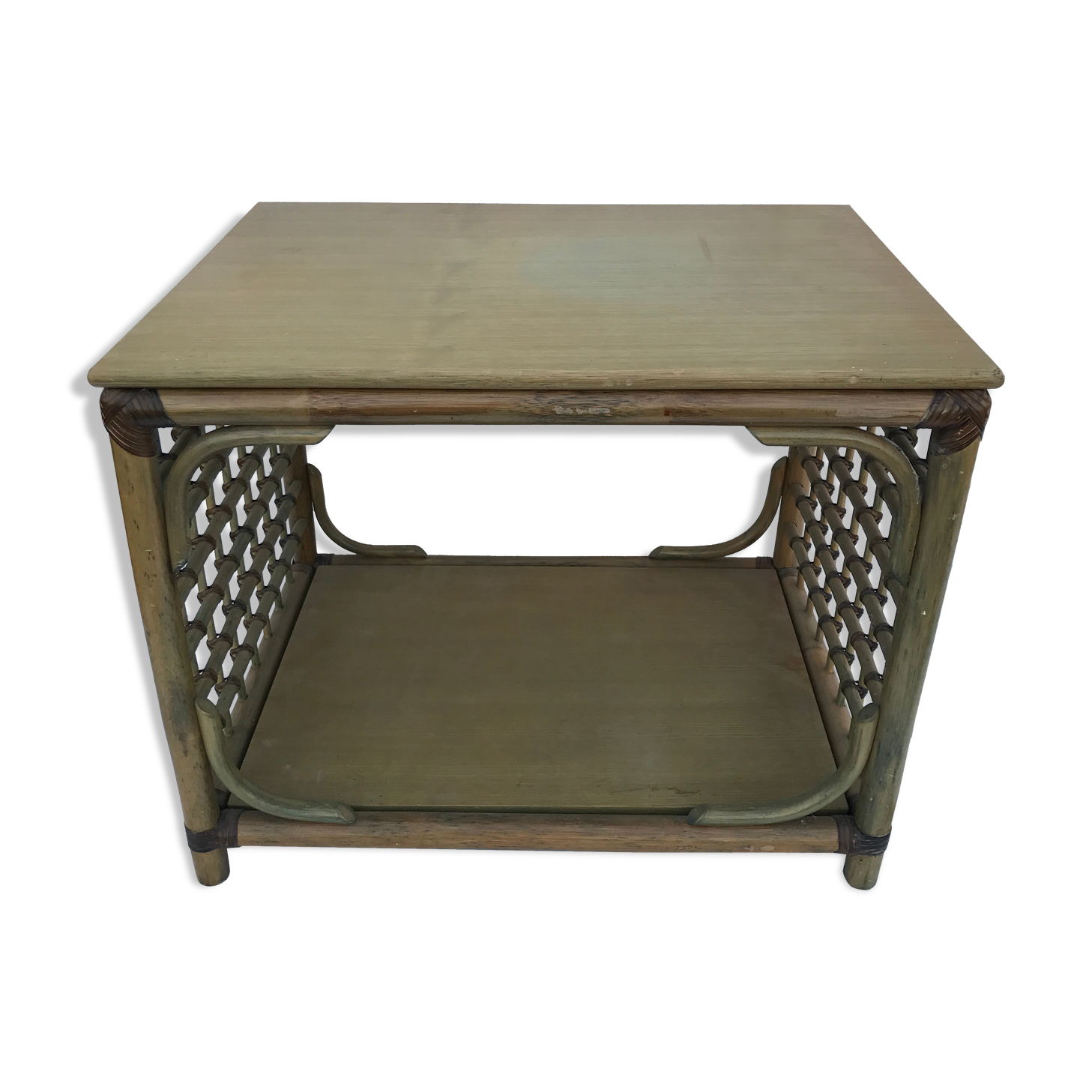 Wicker rattan coffee table 60s-70s