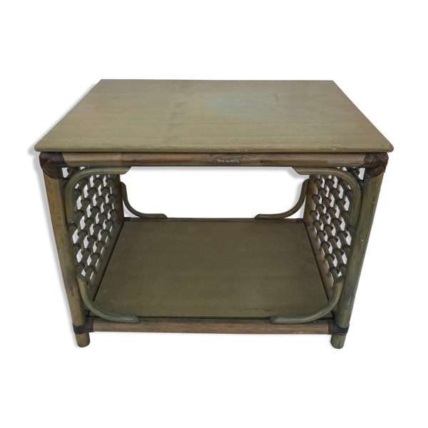 Table basse  en rotin osier années 60-70