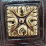 Table mirror embossed leather and bronze, Spain, 1940s