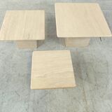 Set of 3 travertine nesting tables, 1970s