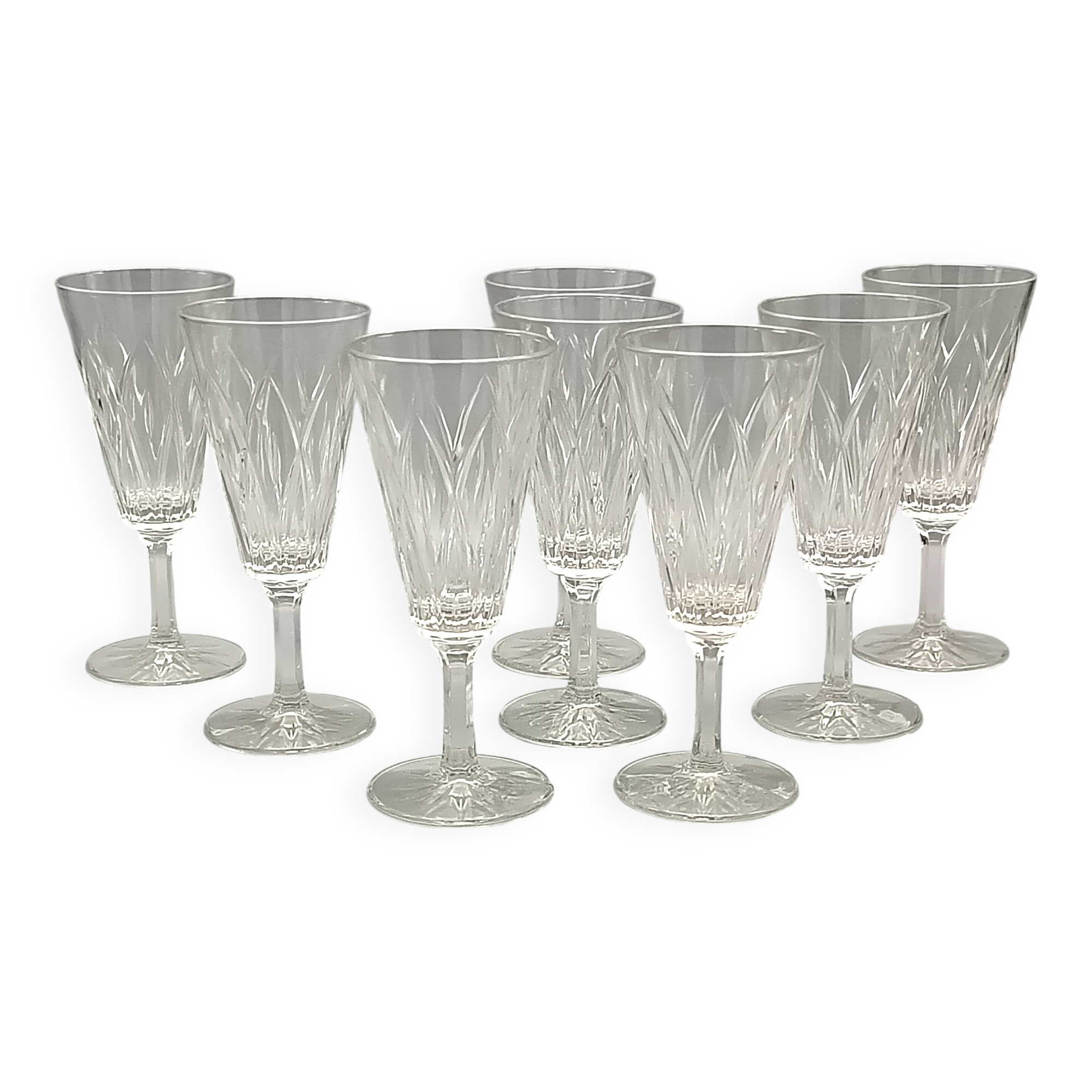 8 flutes champagne transparent glass vintage vmc reims france