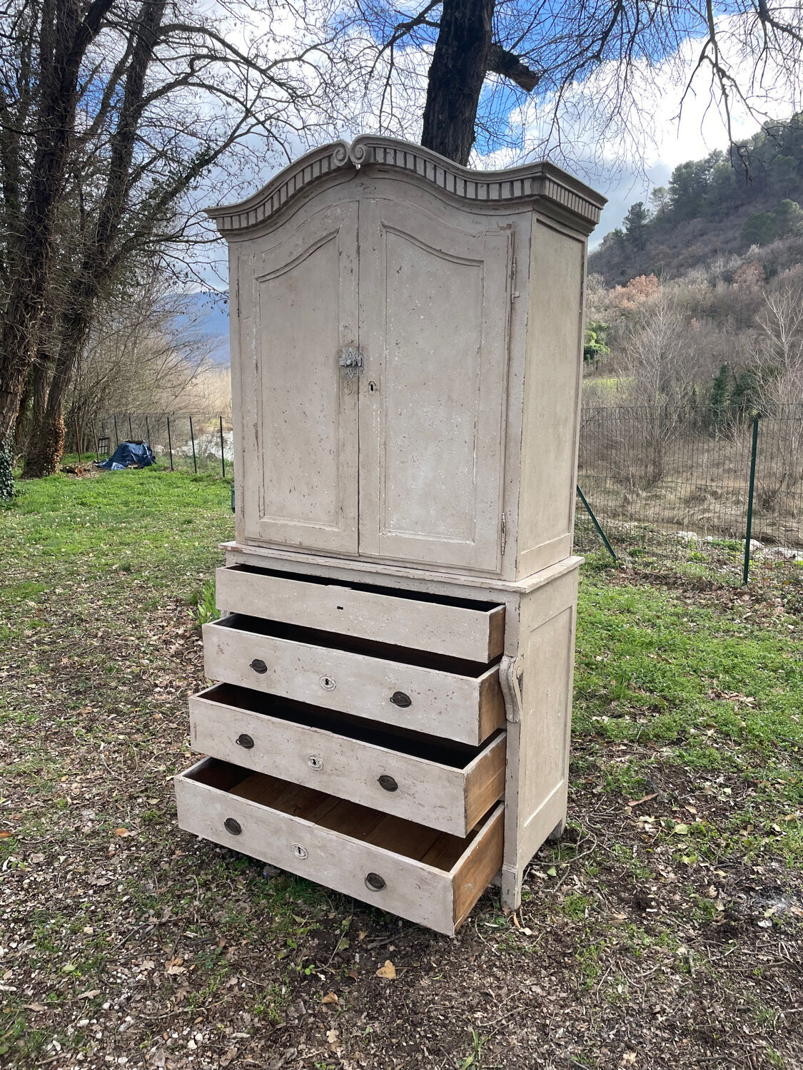 Nineteenth-century two-body sideboard.