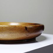 Teak or acacia wood bowl, vintage craftsmanship from the 70s-2000s