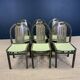 Set of 6 Baumann Argos bistro chairs in wood and green fabric from the 80s France