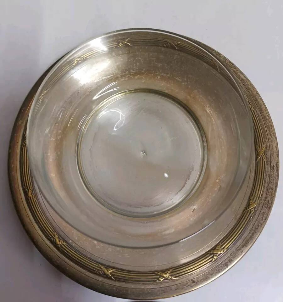 Glass and Brass Candy Dish with Bowl