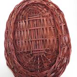 Wicker storage basket, oval and lined with fabrics, with lid