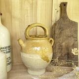 Antique Provençal jug / goat in yellow enamelled stoneware