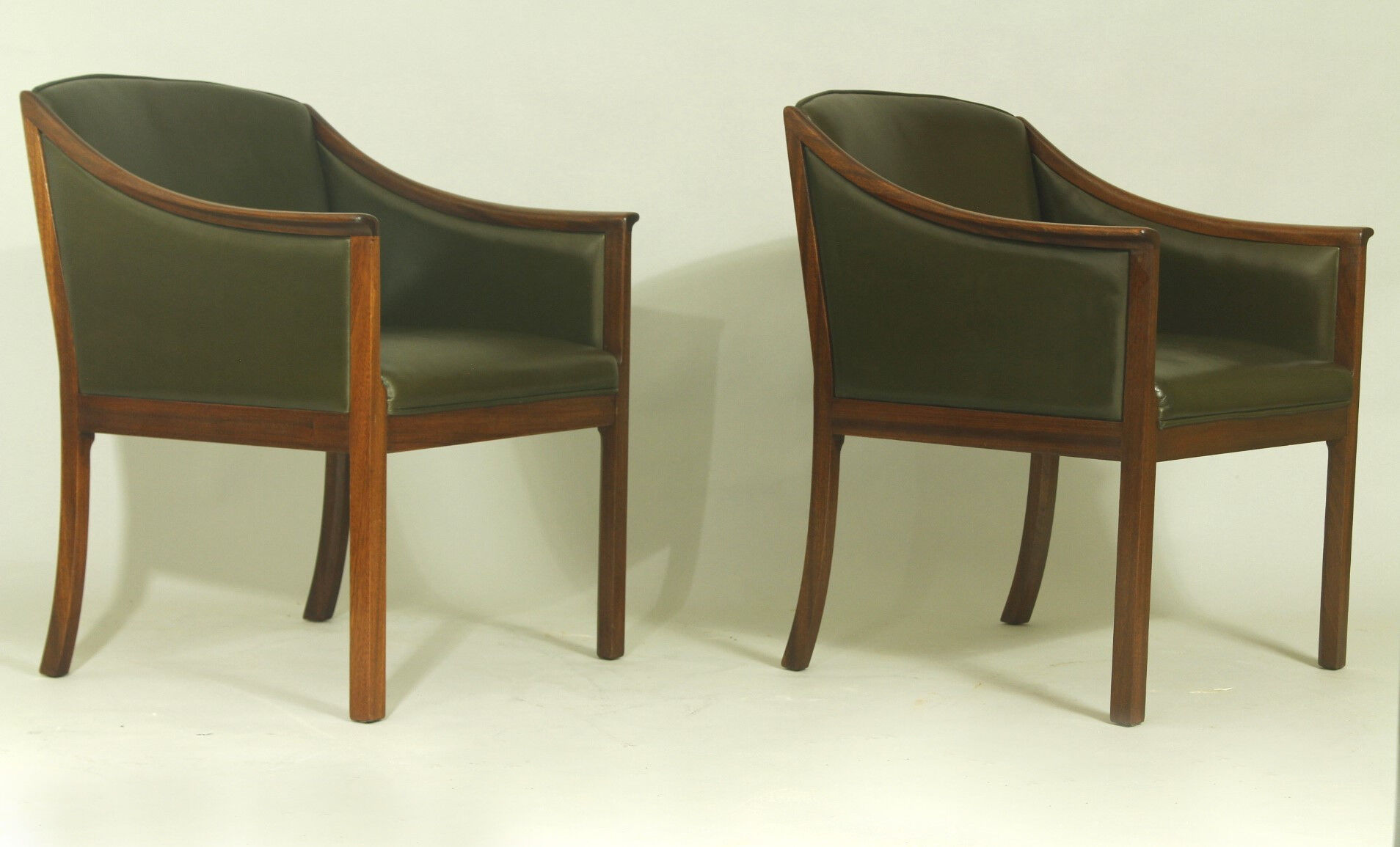 Pair of Leather Lounge Chairs by Ole Wanscher, 1950s