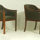 Pair of Leather Lounge Chairs by Ole Wanscher, 1950s