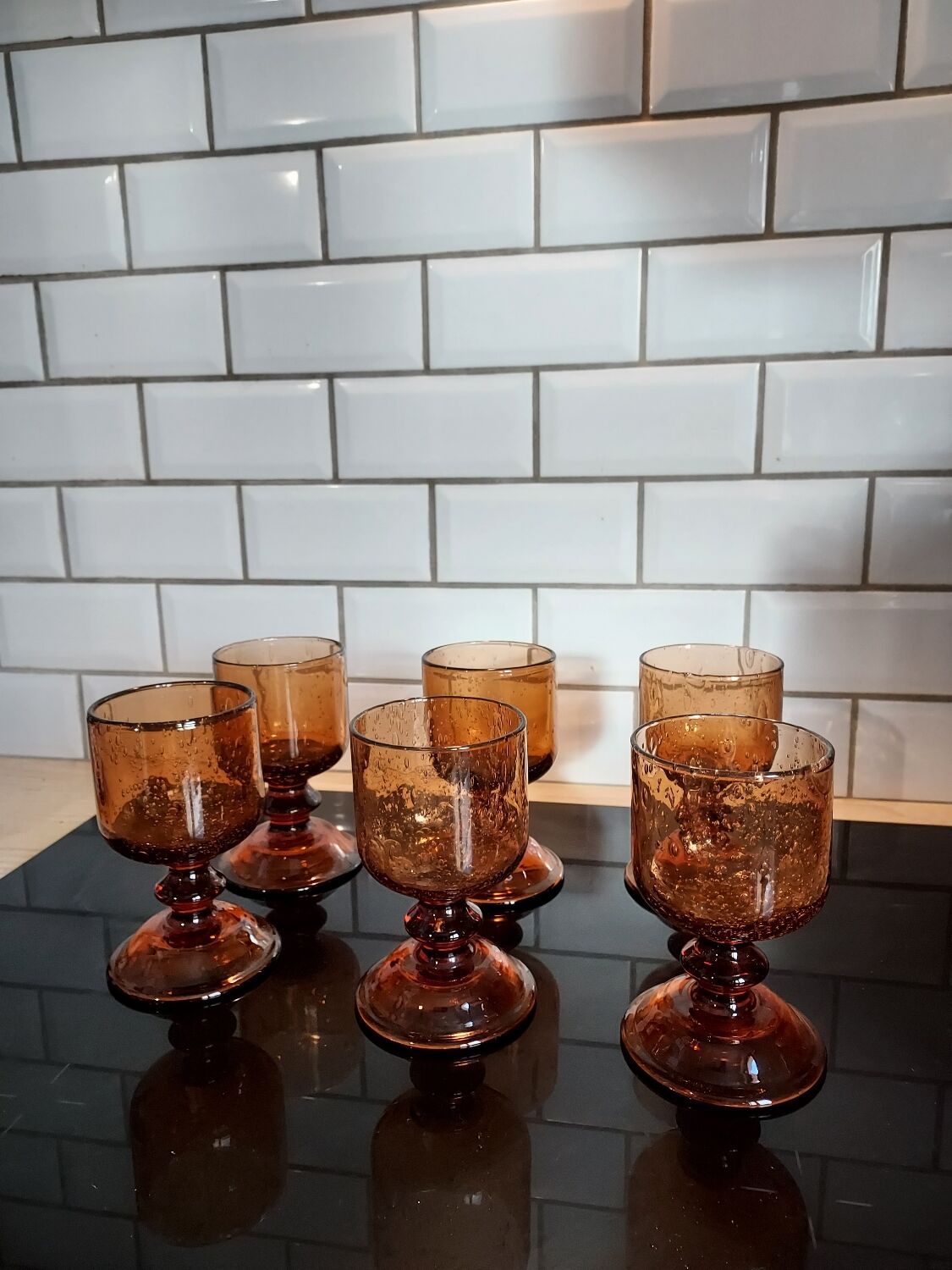 6 glasses with Biot stemmed