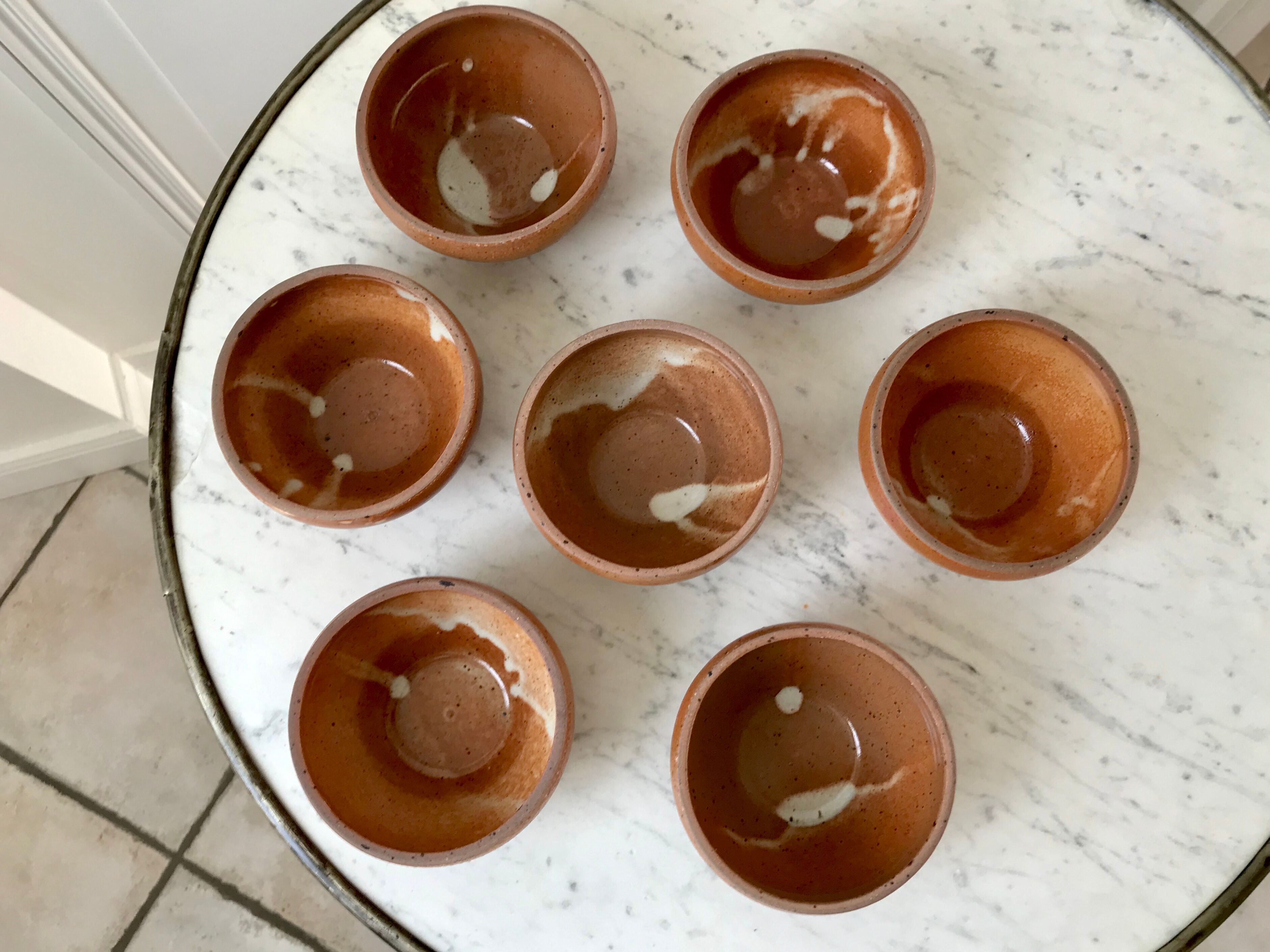 Set of 7 bowls in stoneware handmade 70s vintage