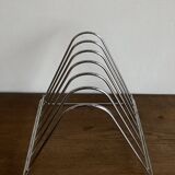 Chrome space age record magazine rack, 1970s