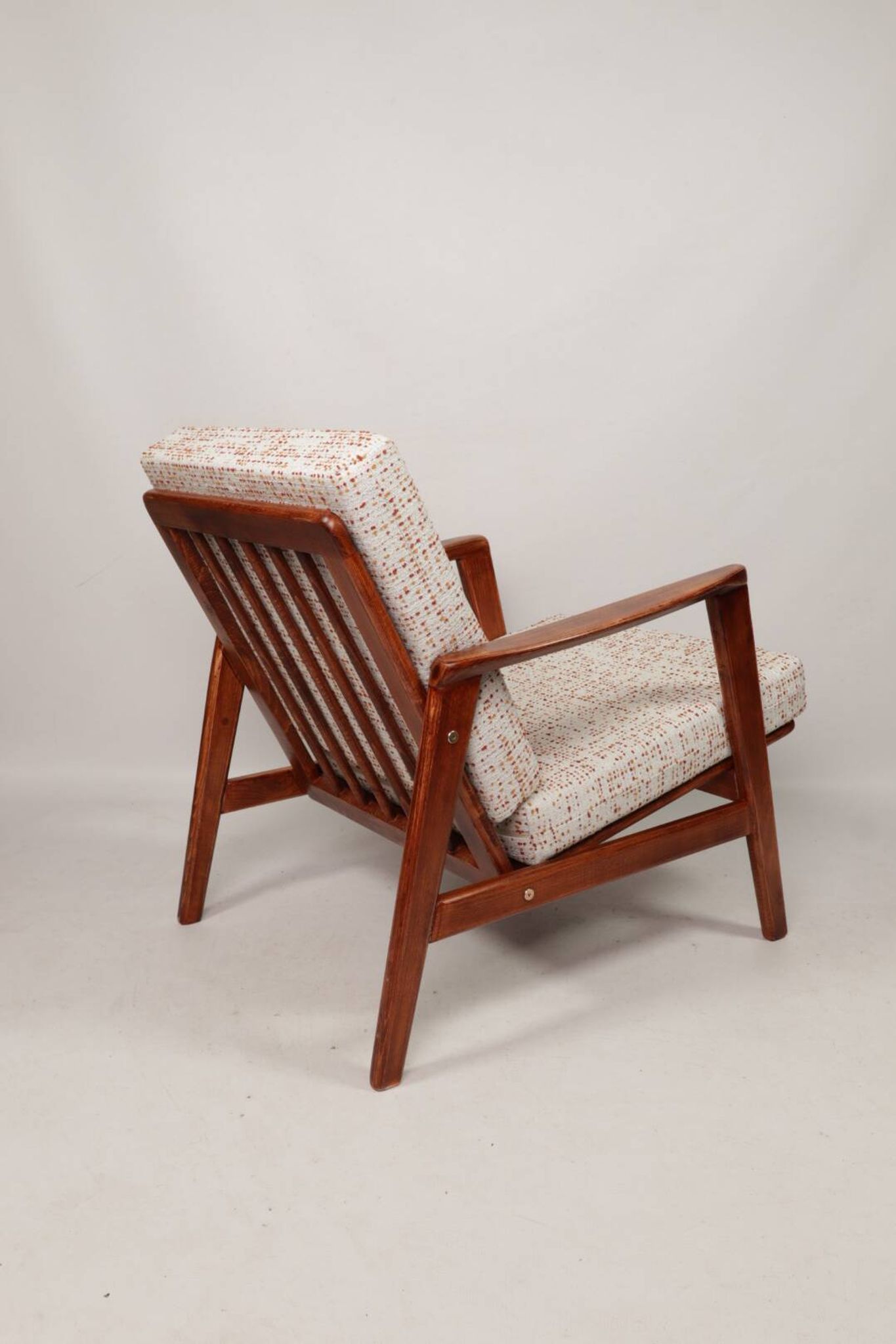 Scandinavian Vintage Armchair With Upholstery Bouclè Cushions Mid Century Design