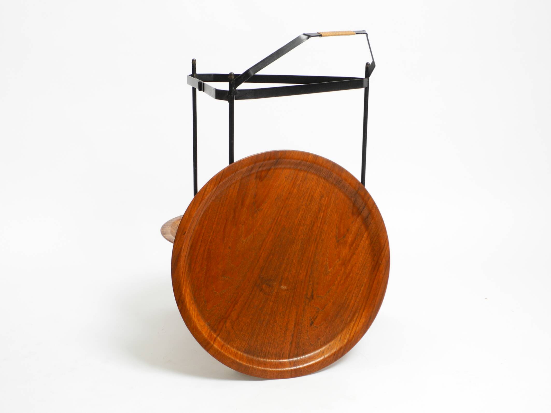 Folding Mid Century serving trolley with removable teak pagwood trays