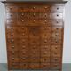 Large dutch oak apothecary cabinet / barber cabinet with enamel shields, 1900s