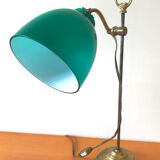 Desk with green opaline globe lamp