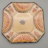 cups with octagonal saucers Henriot Quimper flower decoration leaves flowers