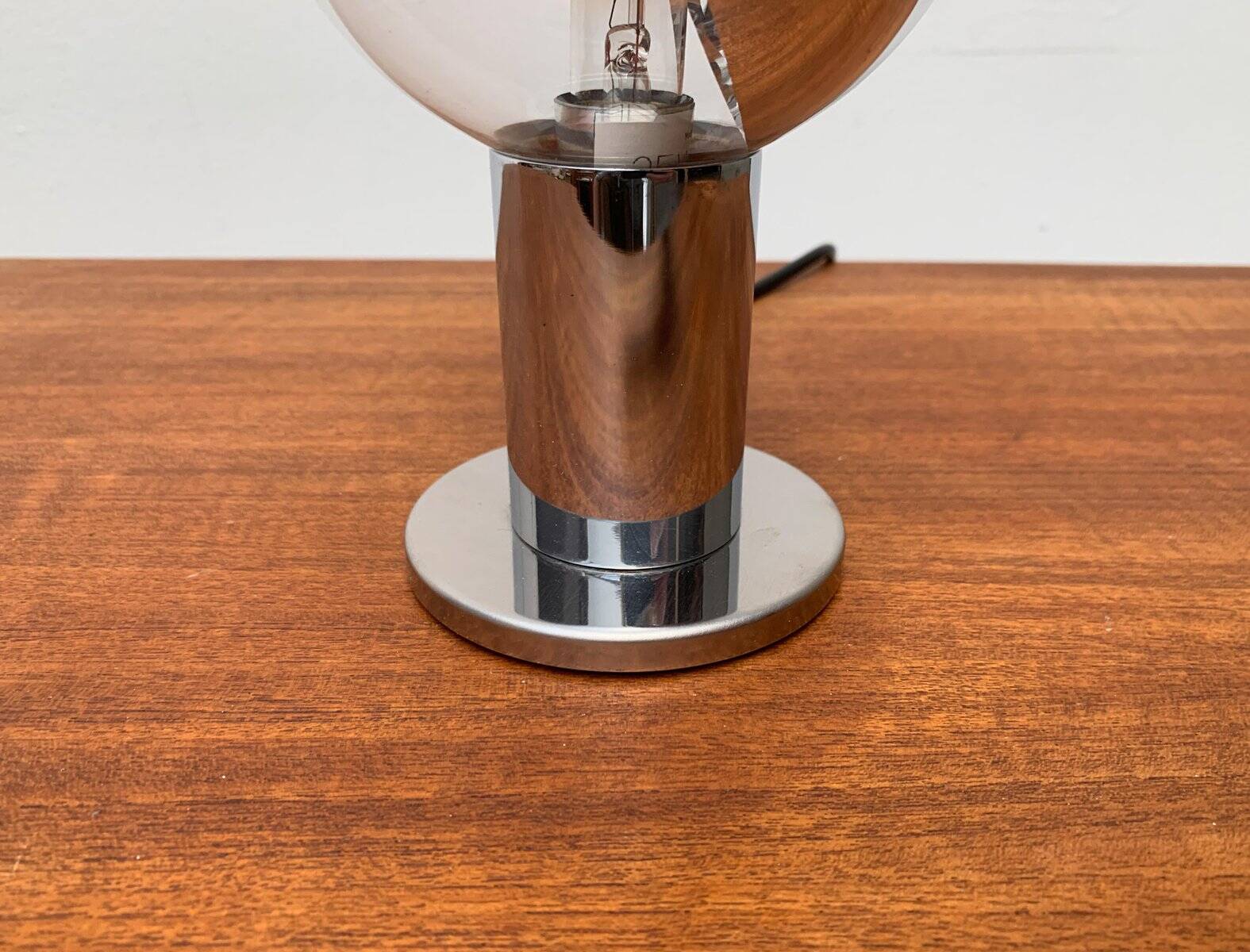 Vintage German table lamp in chrome and glass by Motoko Ishii for Staff.