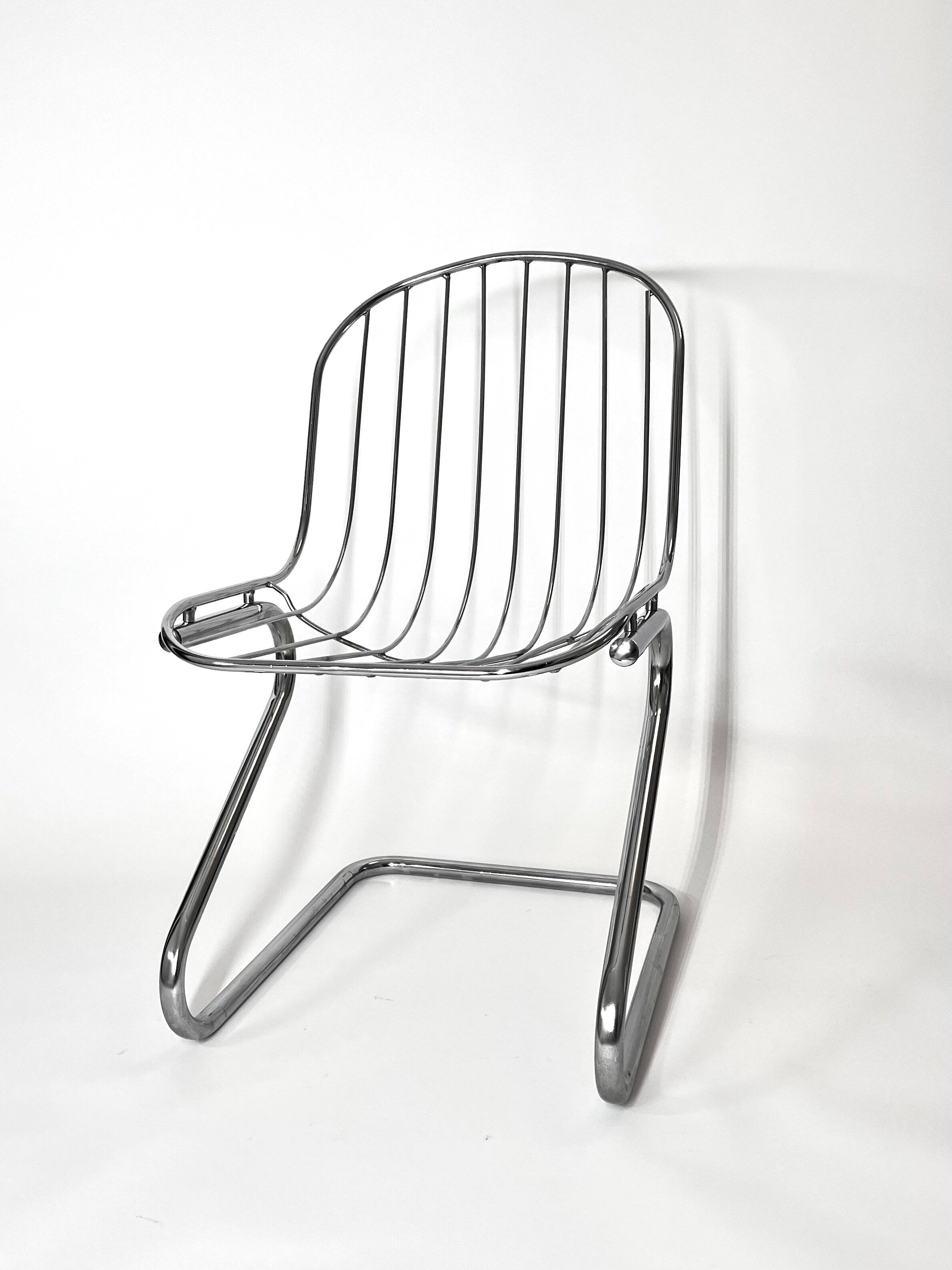 Vintage Metal Dining Chairs Brown Velvet Cushions, Italy, 1970s, Set of 3