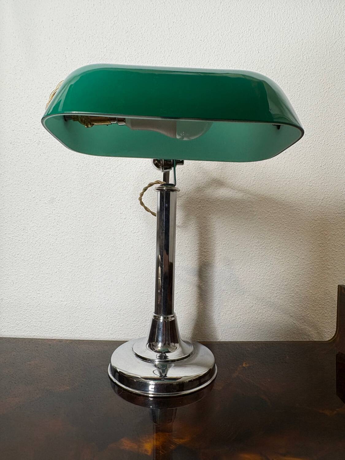 Desk lamp, notary, banker, green opaline, art deco 1930
