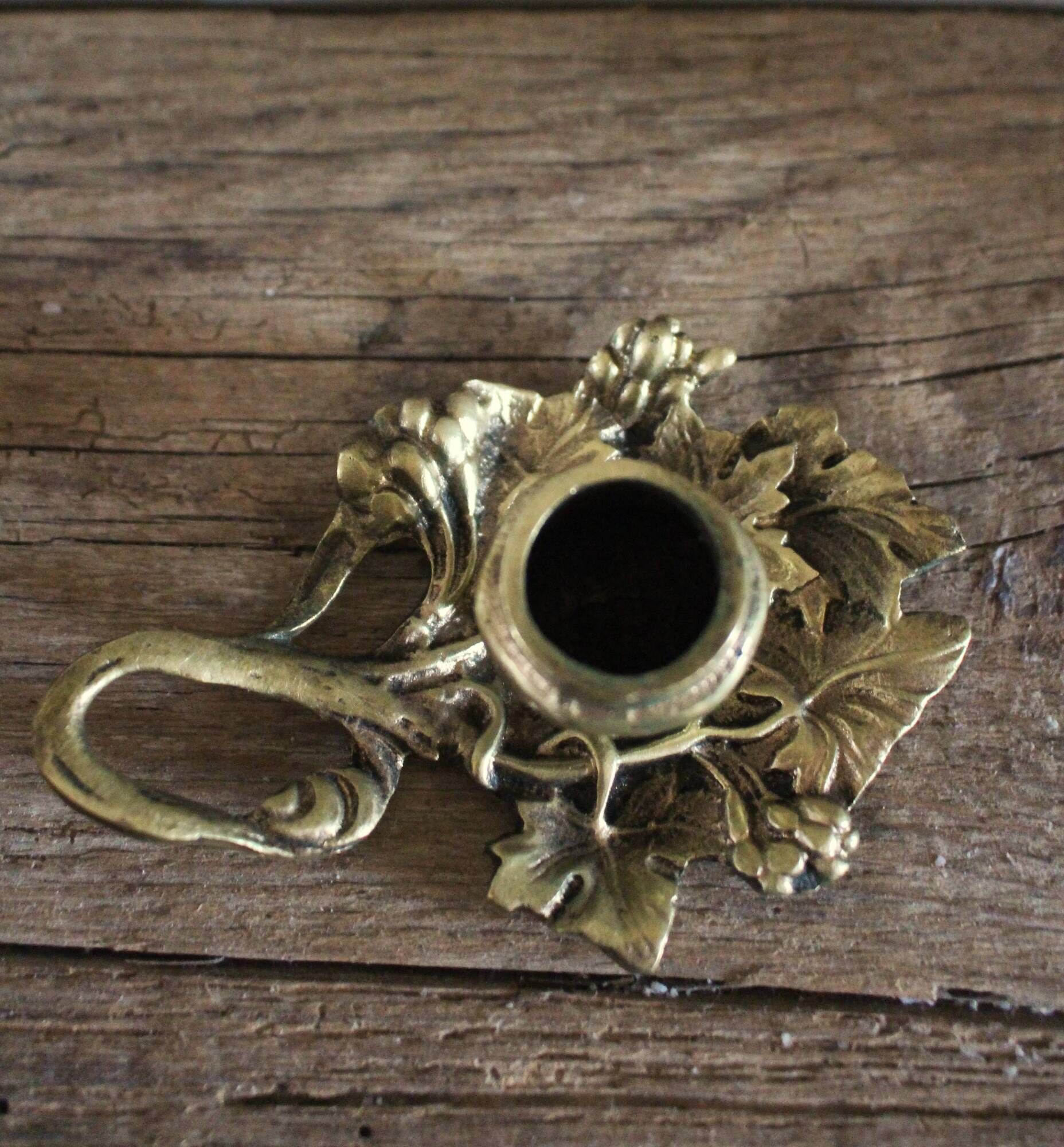 Cellar rat brass candle holder vine leaf grapes