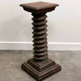 French antique wooden pressoir press screw column converted into sculptural pedestal