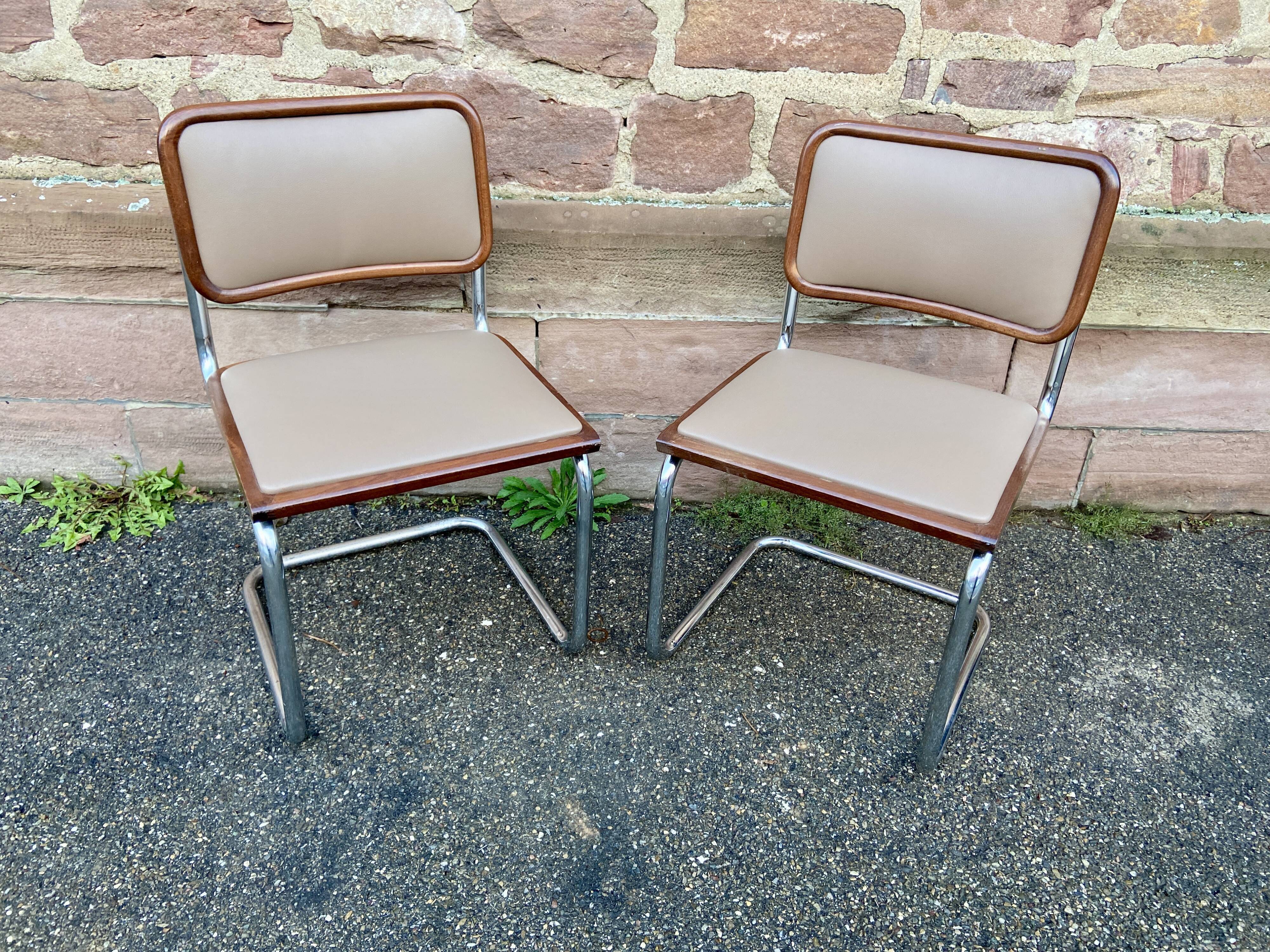 Pair of chairs Cesca B32 by Marcel Breuer Italy 1980