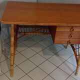 Old vintage rattan desk Lois Sognot