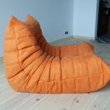 Set of 3 togo sofas in orange fabric model designed by Michel Ducaroy 1973