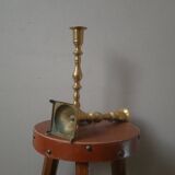 Pair of old brass candlesticks gold metal candelabra candlesticks Scandinavian country decoration