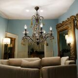 Crystal Beaded Murano Glass Drop Chandelier 1950’s