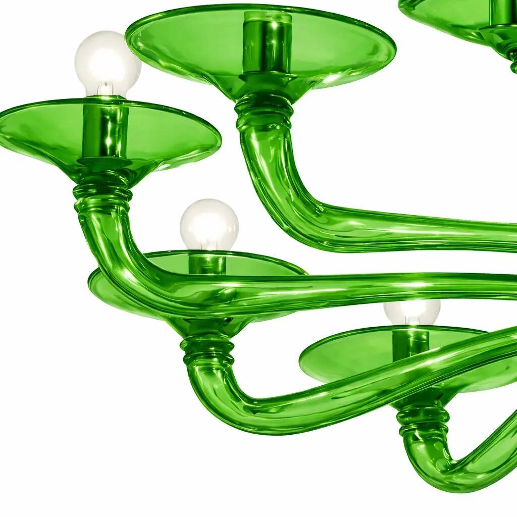 Contemporary Italian Green Murano Style Glass Chandelier