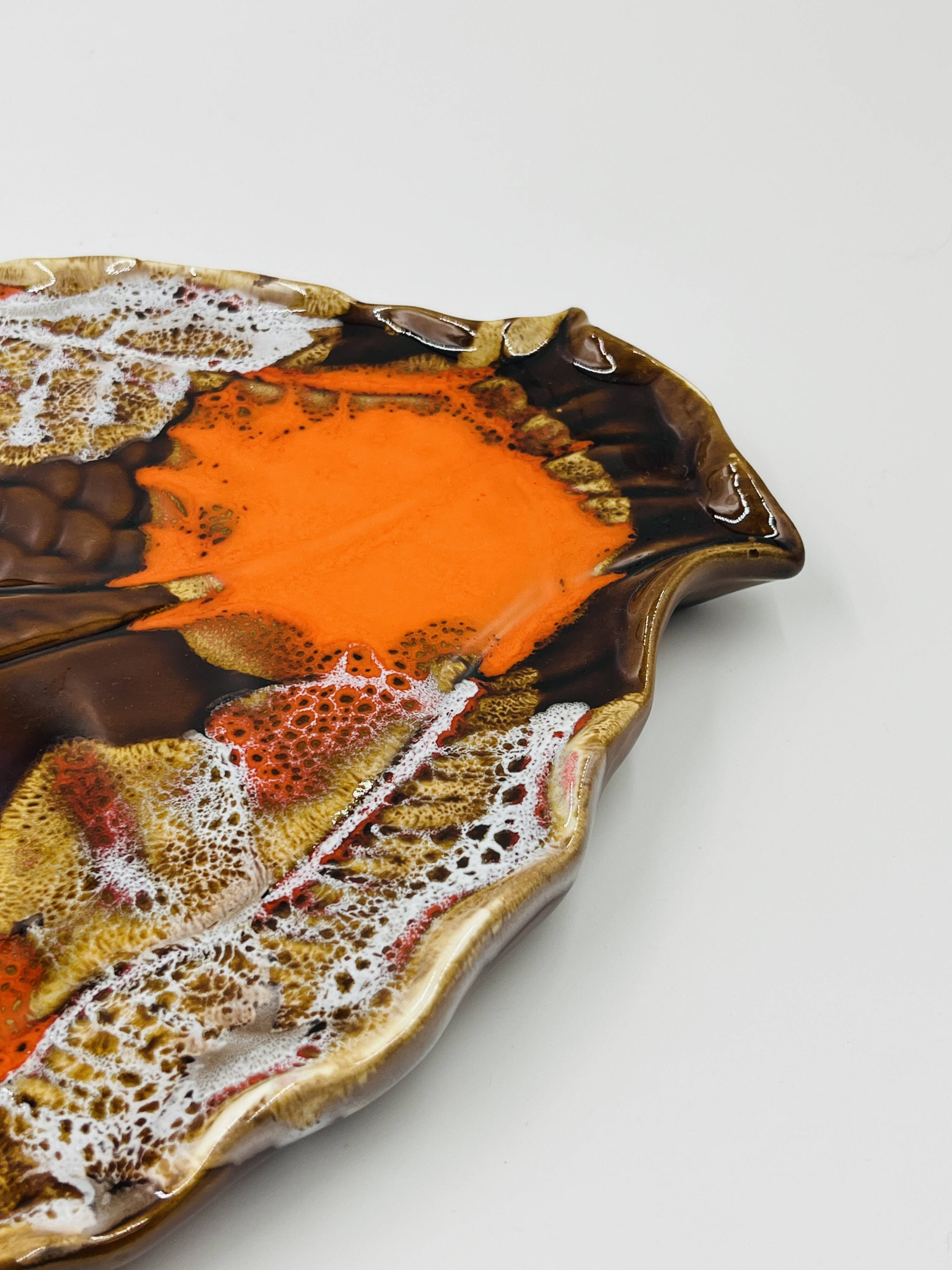 Plat Poisson Vallauris Céramique Vintage Orange