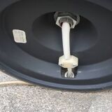 Pair of 70s Kaiser Leuchten lamps in brushed metal with original shades