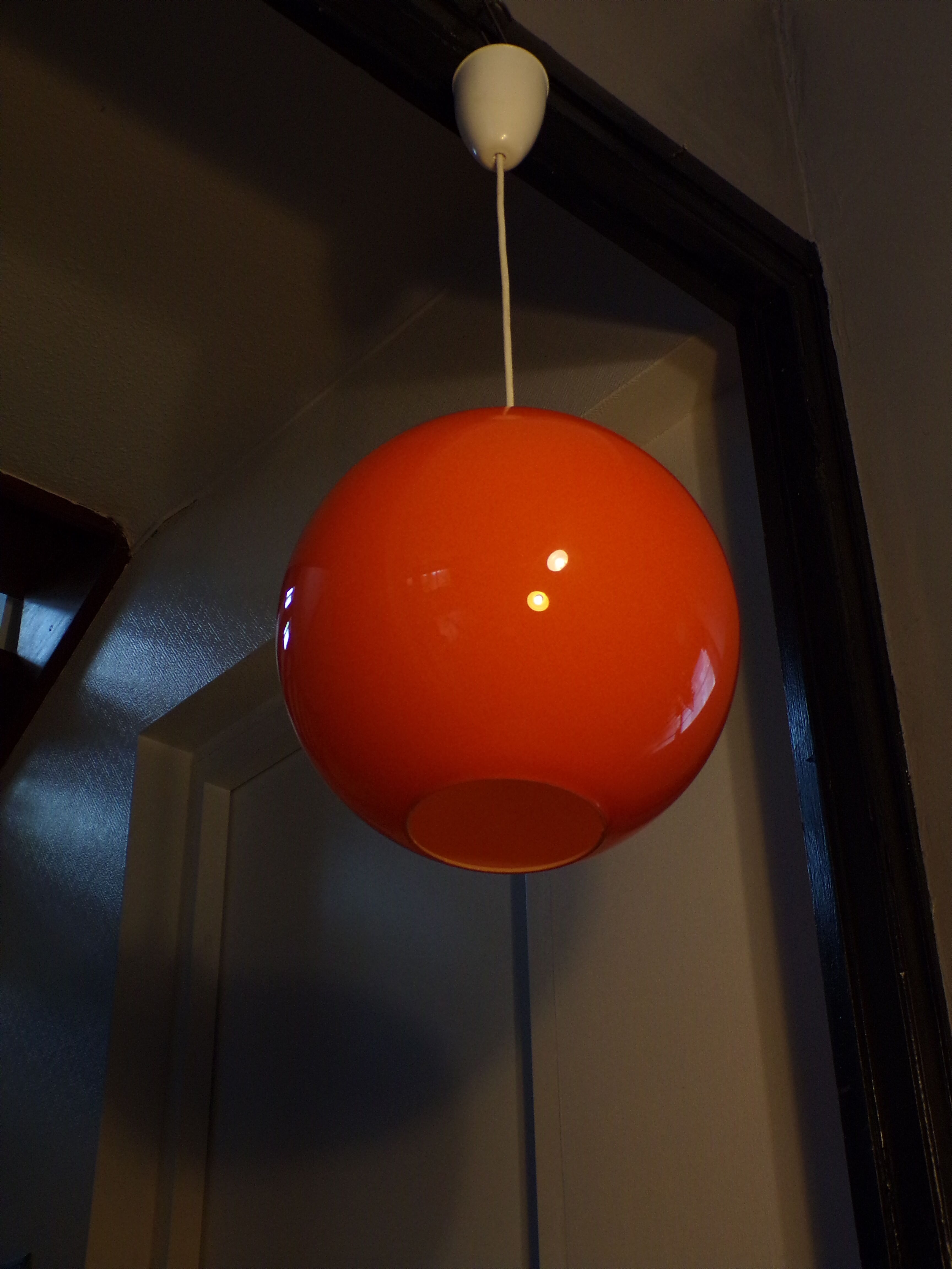 Orange opaline ball suspension 1970