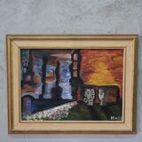 Lennart Hall, Swedish abstract painting, 1960s, Oil on panel, Framed