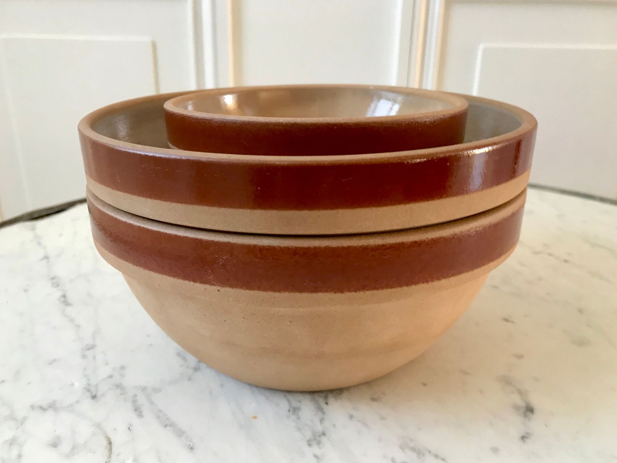 Duos of salad bowls in Gien sandstone 70s made in France