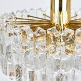 Large ceiling chandelier in gilded brass and glass Palazzo J.T. Kalmar, 1950s