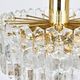Large ceiling chandelier in gilded brass and glass Palazzo J.T. Kalmar, 1950s