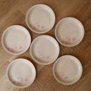 Set of 6 Sarreguemines plates, naïve décor, children in the rain