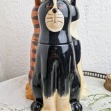 Cat cookie jar, ceramic cookie jar three vintage cats