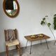 Table basse osier tressé et métal 1960