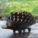 Hedgehog ensemble attributed to Walter Bosse, black patinated brass, circa 1950.